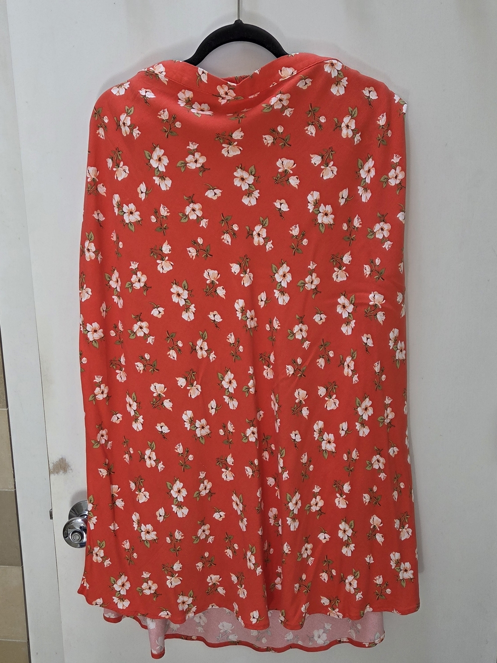 Red Floral Midi Skirt – Lightweight Women's Skirt